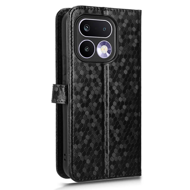 Funda cartera para Realme 16 Pro 5G con patrón de puntos, funda de cuero PU con correa de muñeca - Negro