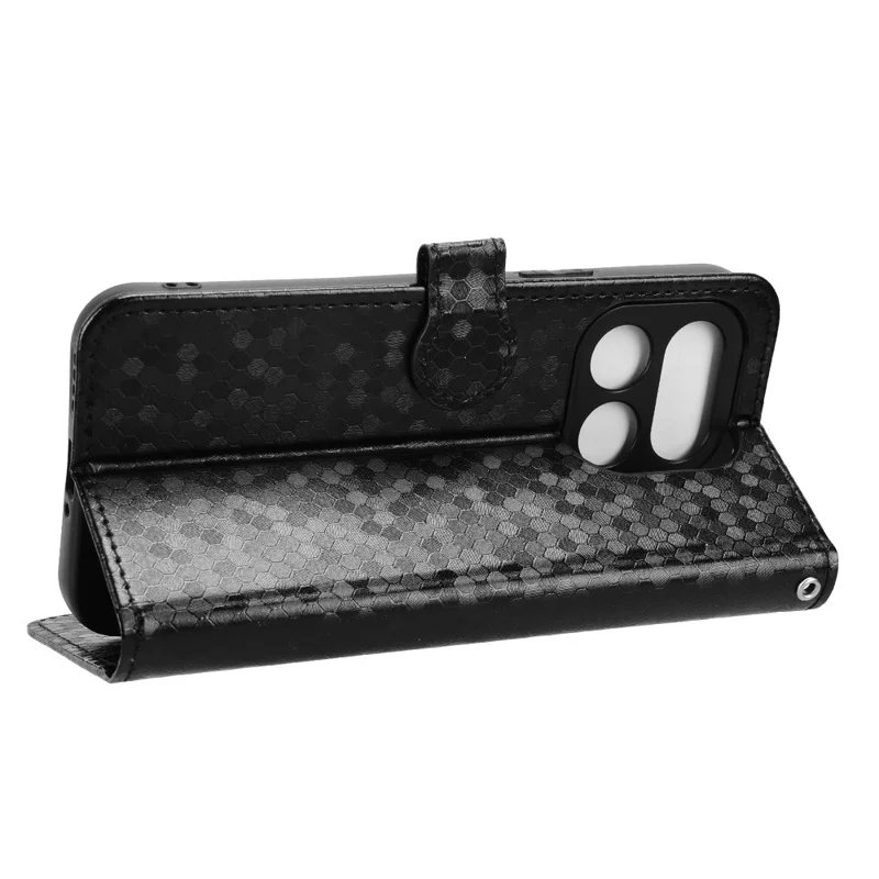 Funda cartera para Realme 16 Pro+ 5G con patrón de puntos, carcasa de cuero PU con correa de muñeca - Negro