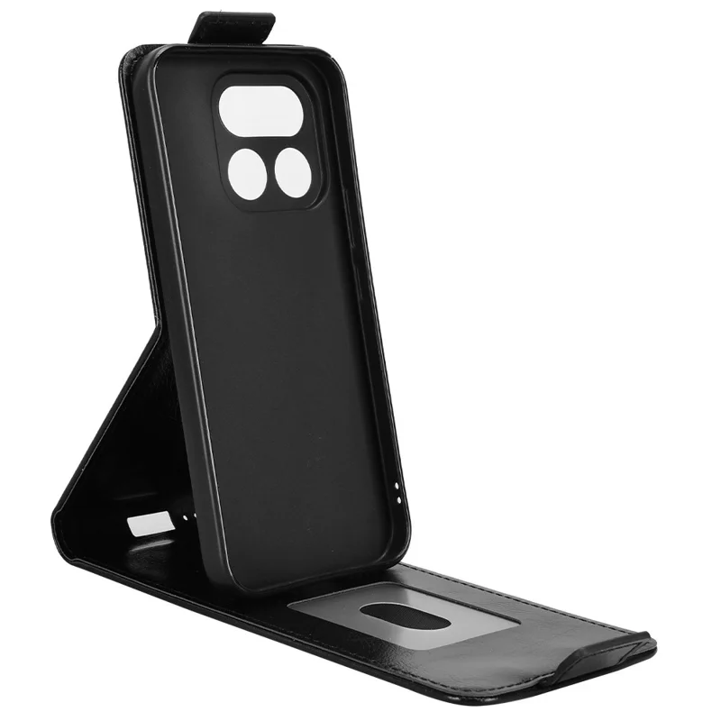 For Realme 16 Pro+ 5G Stand Case Magnetic Clasp Vertical Flip Leather Phone Cover with Card Holder - Black