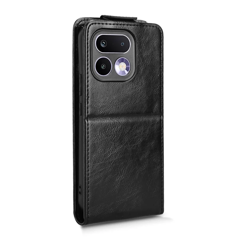 For Realme 16 Pro+ 5G Stand Case Magnetic Clasp Vertical Flip Leather Phone Cover with Card Holder - Black