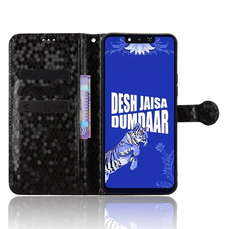 For TECNO Spark Go 3 Wallet Case Dot Pattern Imprint PU Leather Phone Cover with Wrist Strap - Black