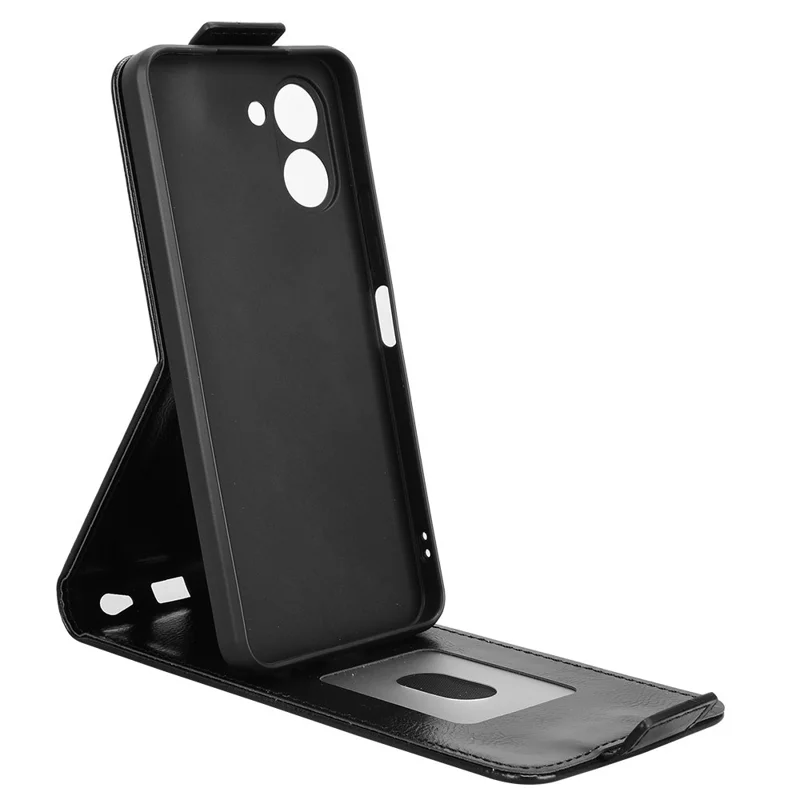 For TECNO Spark Go 3 Stand Case Magnetic Clasp Vertical Flip Leather Phone Cover with Card Holder - Black