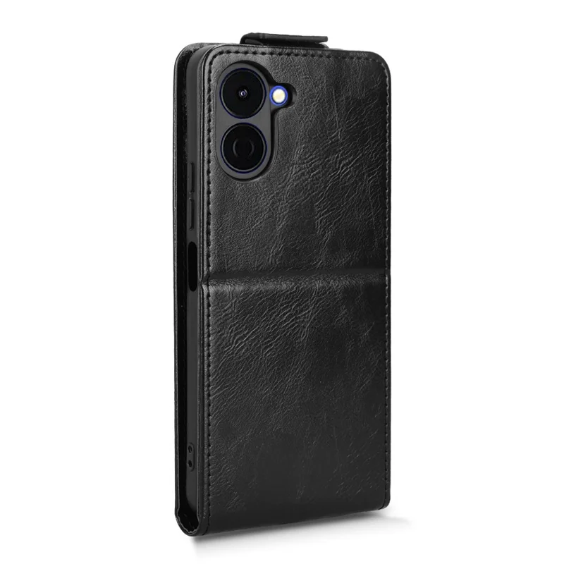 For TECNO Spark Go 3 Stand Case Magnetic Clasp Vertical Flip Leather Phone Cover with Card Holder - Black