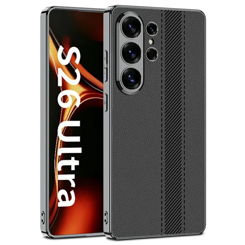 GKK pour Samsung Galaxy S26 Ultra Étui Électrolyse Couleur Contraste Cuir Arrière Support de Chargement Sans Fil - Noir