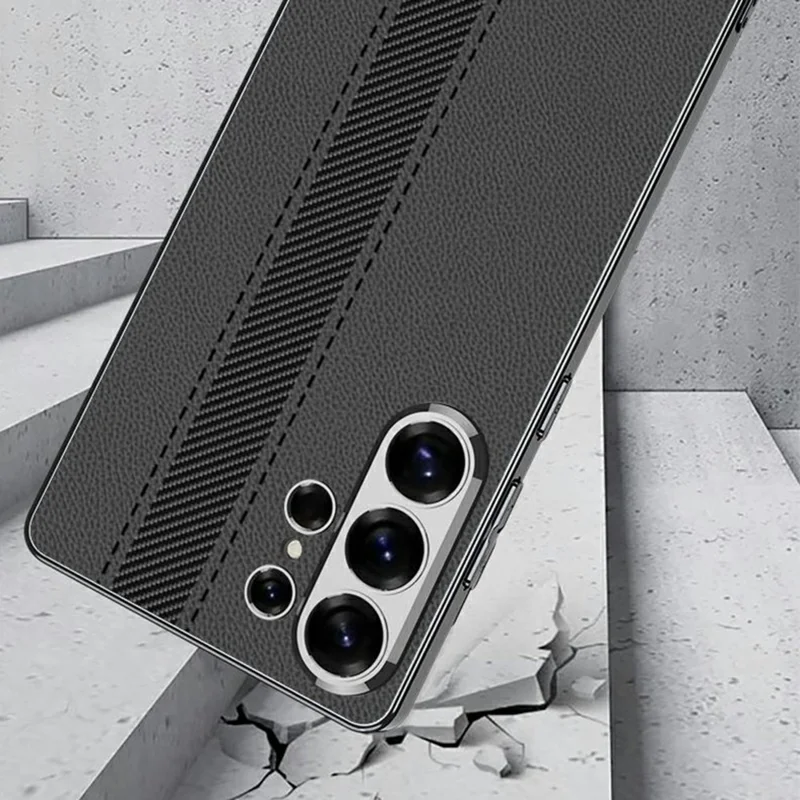 GKK pour Samsung Galaxy S26 Ultra Étui Électrolyse Couleur Contraste Cuir Arrière Support de Chargement Sans Fil - Noir