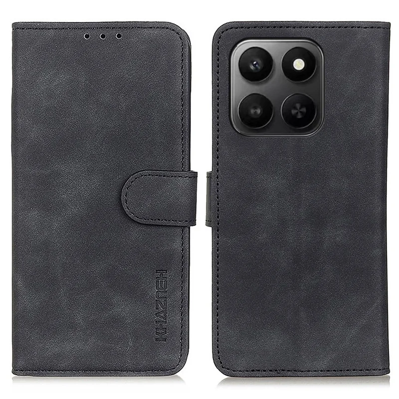 KHAZNEH PU Leather Case for Honor 400 Smart 4G / 400 Smart 5G / X7d 5G / X7d 4G Retro Texture Phone Cover - Black