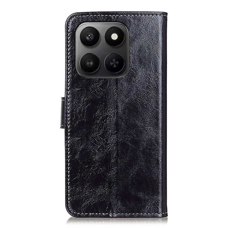 Leather Case for Honor 400 Smart 4G / 400 Smart 5G / X7d 5G / X7d 4G Wallet Phone Cover Crazy Horse Texture - Black