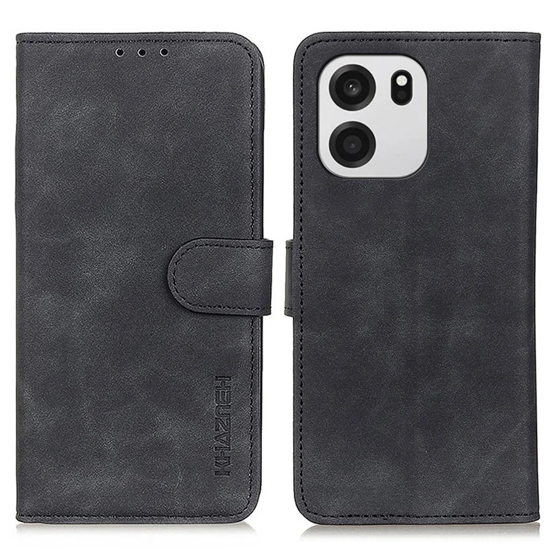 KHAZNEH For OnePlus Turbo 6V 5G / Turbo 6 5G Case PU Leather Retro Texture Phone Cover - Black