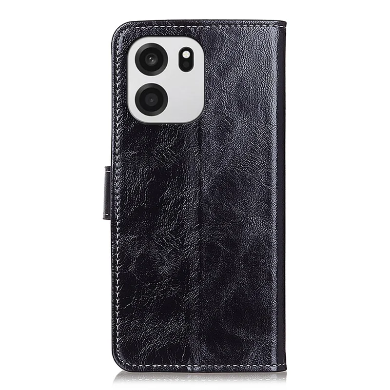 For OnePlus Turbo 6V 5G / Turbo 6 5G Case Wallet Leather Phone Cover Crazy Horse Texture - Black