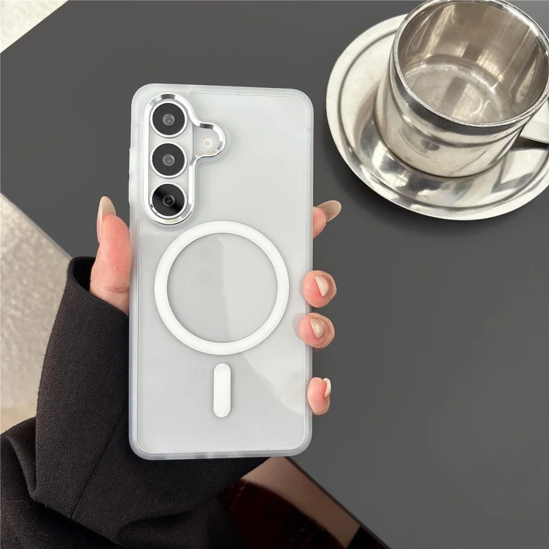 For Samsung Galaxy S26+ Magnetic Case Anti-Drop TPU + PC Phone Cover - White