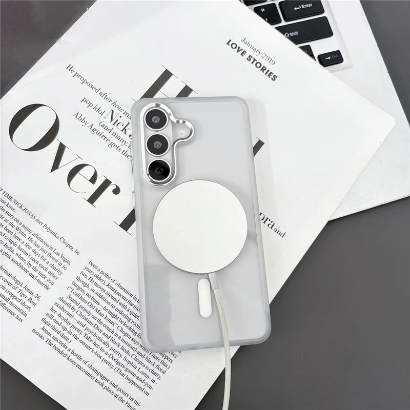 For Samsung Galaxy S26+ Magnetic Case Anti-Drop TPU + PC Phone Cover - White