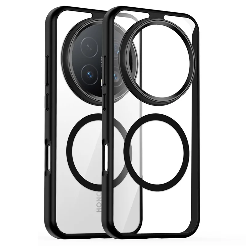 For Honor Magic8 5G Magnetic Case Anti-Drop TPU + PC Phone Cover - Black