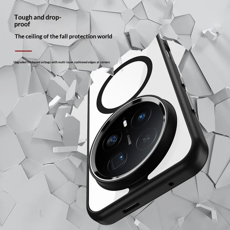 For Honor Magic8 5G Magnetic Case Anti-Drop TPU + PC Phone Cover - Black