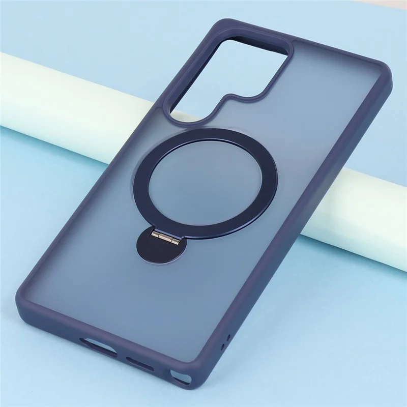 For Samsung Galaxy S26 Ultra Magnetic Case Rotary Ring Kickstand TPU + PC Phone Cover - Blue
