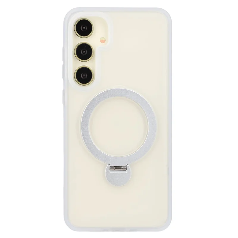 For Samsung Galaxy S26+ Magnetic Case Rotary Ring Kickstand TPU + PC Phone Cover - White