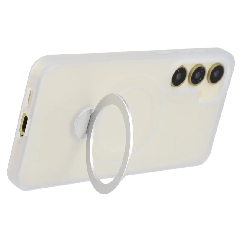 For Samsung Galaxy S26 Magnetic Case Rotary Ring Kickstand TPU + PC Phone Cover - White