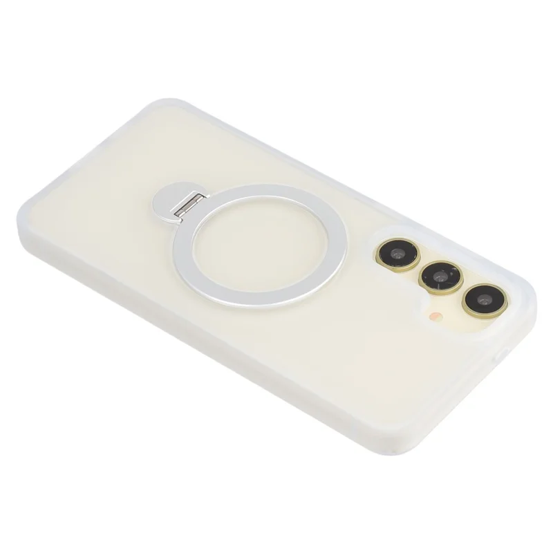 For Samsung Galaxy S26 Magnetic Case Rotary Ring Kickstand TPU + PC Phone Cover - White
