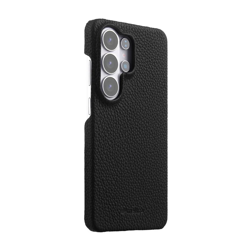 MELKCO For Samsung Galaxy S26 Ultra Case Genuine Cow Leather PC Phone Cover Magnetic Case - Black