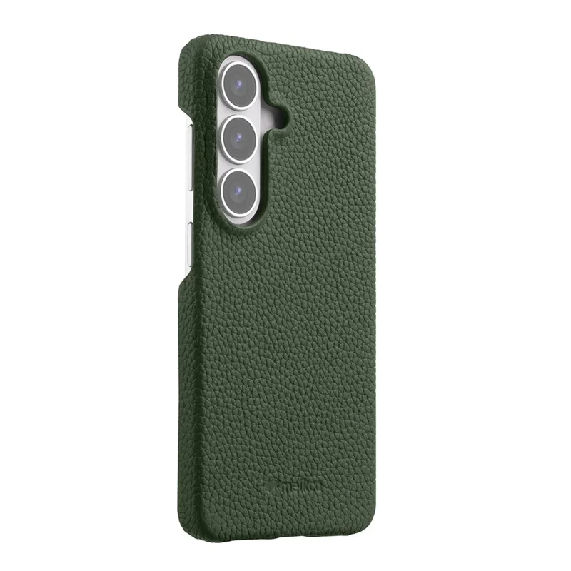 MELKCO For Samsung Galaxy S26+ Case Genuine Cow Leather PC Phone Cover Magnetic Case - Dark Green