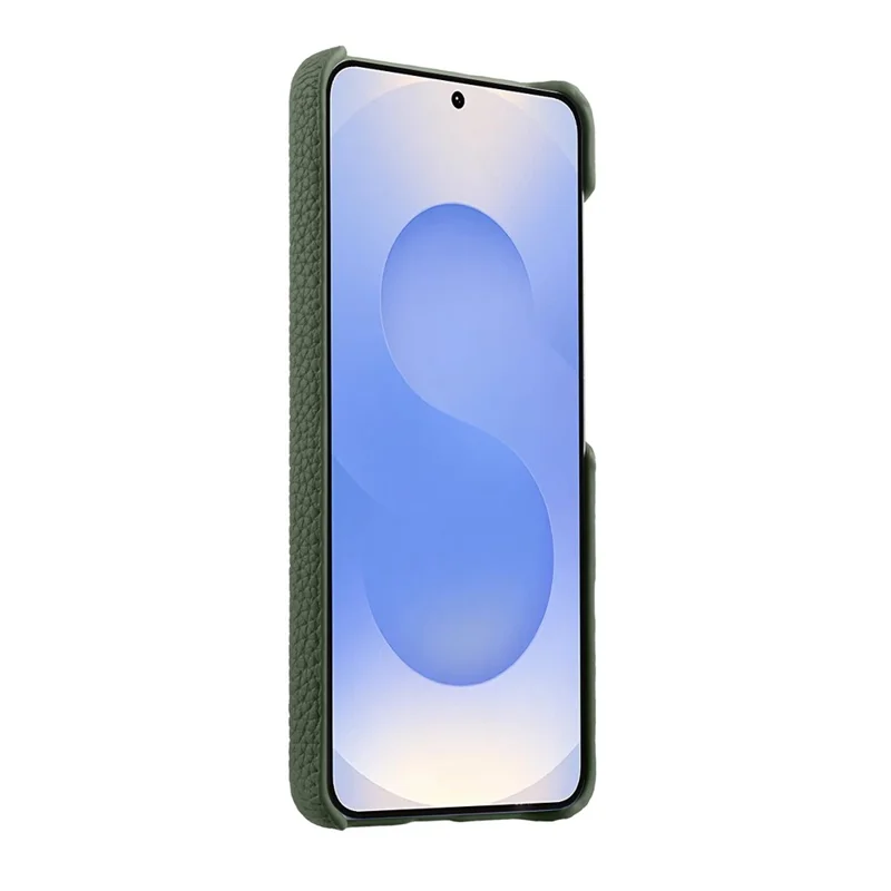 MELKCO For Samsung Galaxy S26+ Case Genuine Cow Leather PC Phone Cover Magnetic Case - Dark Green