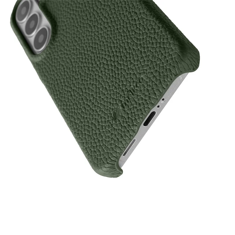 MELKCO For Samsung Galaxy S26+ Case Genuine Cow Leather PC Phone Cover Magnetic Case - Dark Green