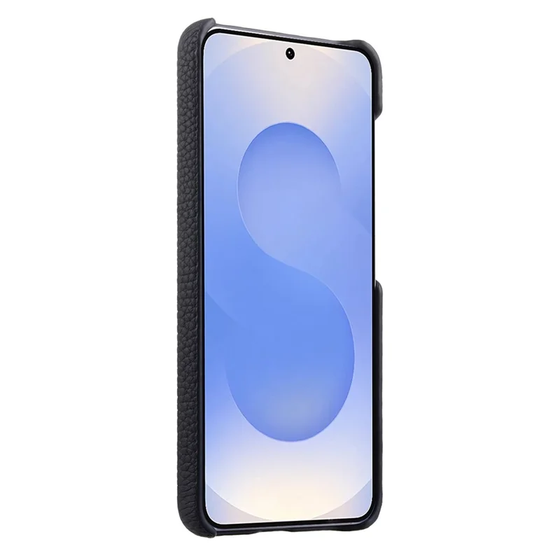 MELKCO For Samsung Galaxy S26 Case Genuine Cow Leather PC Phone Cover Magnetic Case - Black