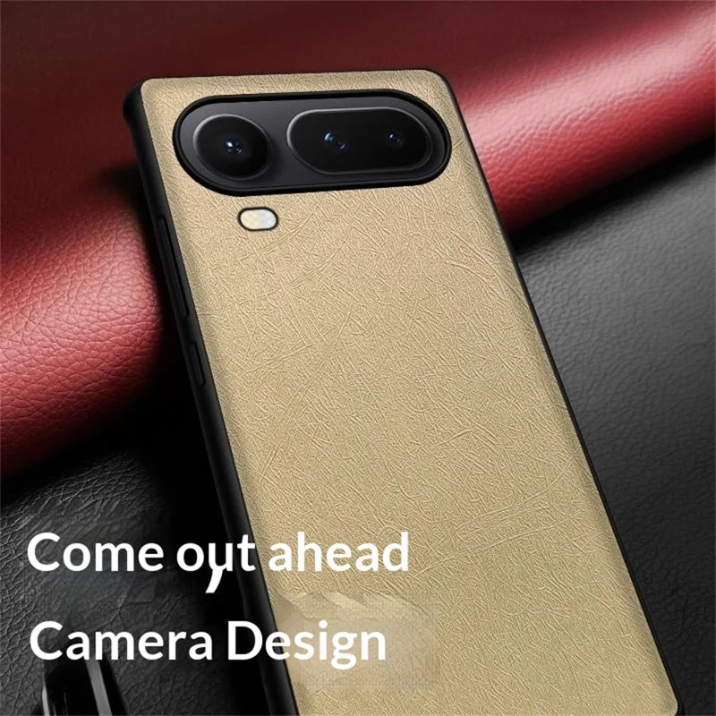 For Honor Magic8 Pro Air 5G Case Silk-Textured PU Leather Coated PC TPU Protective Phone Back Cover - Gold