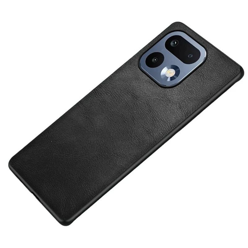 For Realme 16 Pro 5G Case Retro Leather Coated PC + TPU Phone Cover - Black