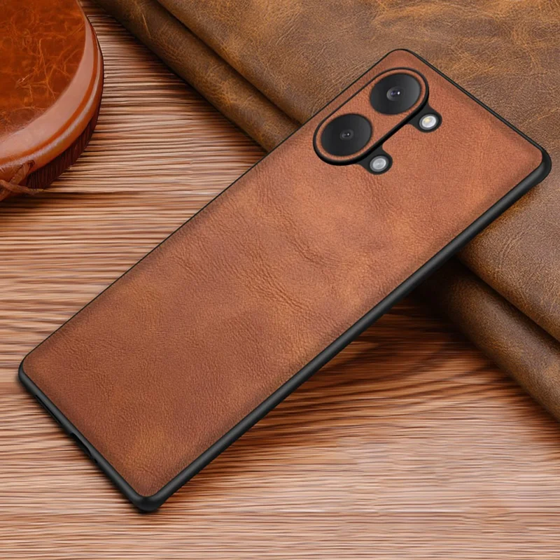 For Xiaomi Redmi Turbo 5 Max 5G Case Retro Leather Coated PC + TPU Phone Cover - Brown