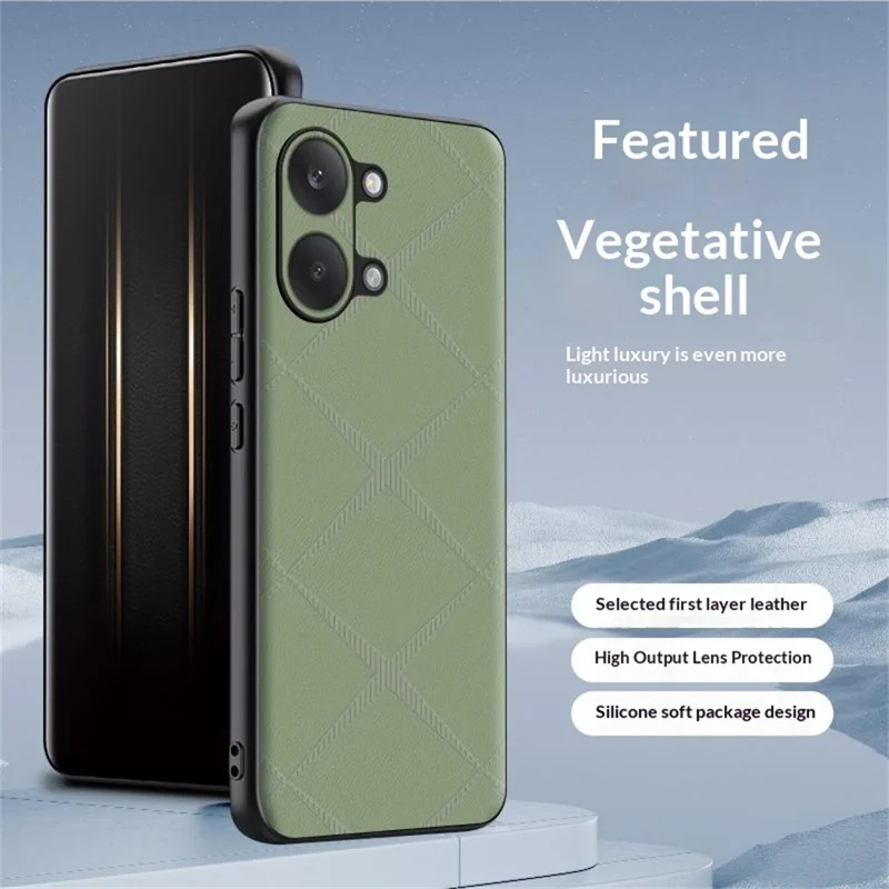 For Xiaomi Redmi Turbo 5 Max 5G Case X-Patterned TPU PU Leather PC Anti-Drop Phone Cover - Green