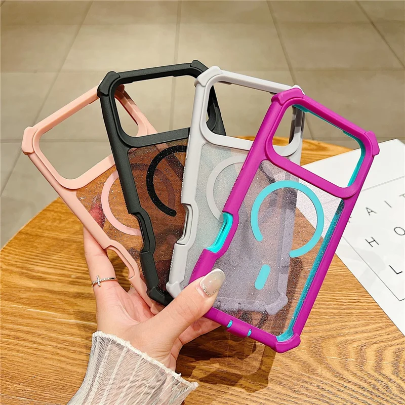 For iPhone 17 Pro Magnetic Case Detachable 2 in 1 Glitter TPU + PC Shockproof Phone Back Cover Compatible with MagSafe - Black