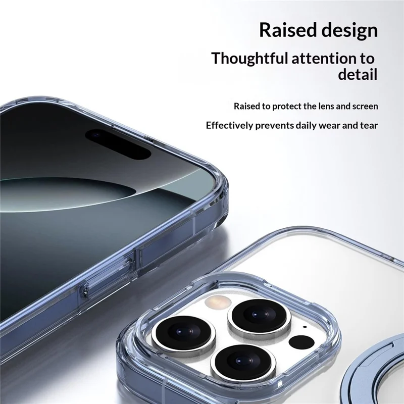 Bulk Purchasing For iPhone 16 Pro Max Clear Case PC TPU Magnetic Protective Phone Cover with Rotating Kickstand Compatible with MagSafe - Transparent Gold