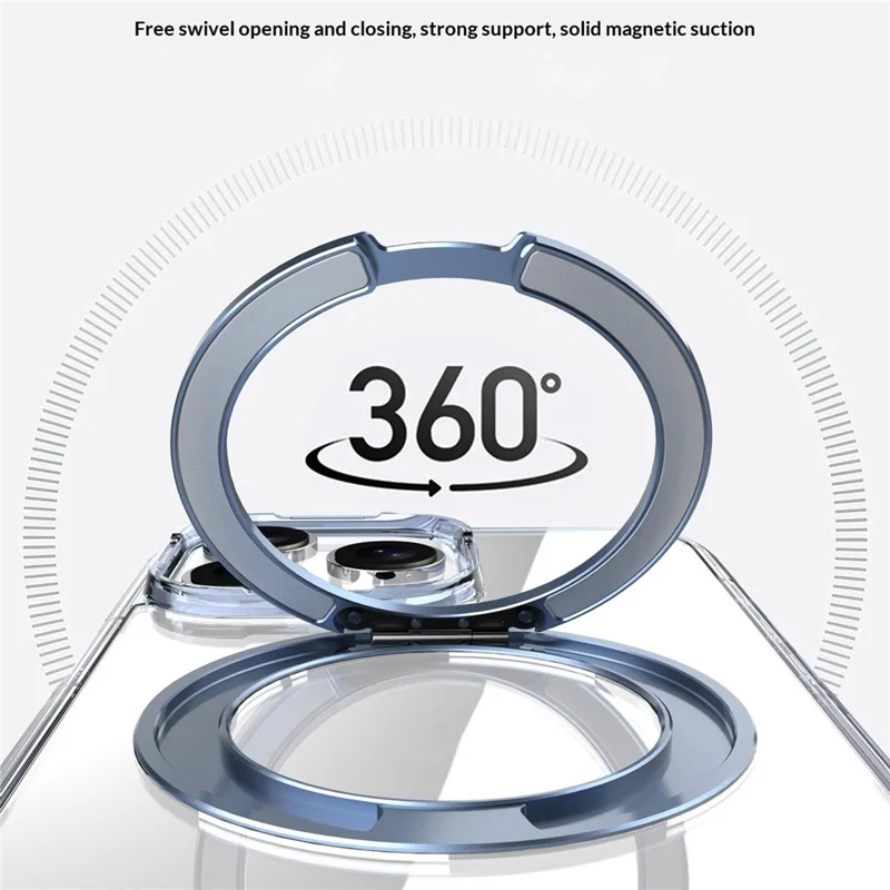 Bulk Purchasing For iPhone 16 Pro Clear Case PC TPU Magnetic Protective Phone Cover with Rotating Kickstand Compatible with MagSafe - Transparent Gold