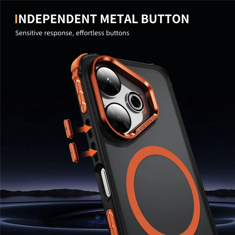 Magnetic Case For Xiaomi Redmi 13 5G  /  13 4G with Lens Kickstand Matte Phone Back Cover - Orange