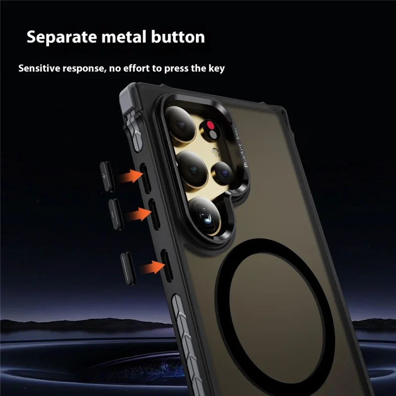 For Samsung Galaxy S26 Ultra Case with Lens Kickstand Matte Phone Back Cover Magnetic Case - Black