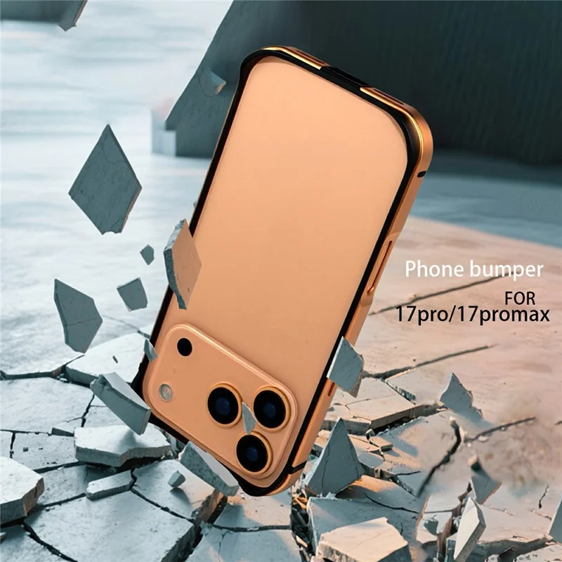For iPhone 17 Pro Max Bumper Case Aluminum Alloy TPU Anti-drop Protective Frame Phone Cover - Orange