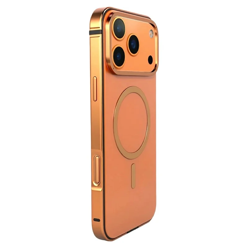 Funda magnética de aleación de aluminio para iPhone 17 Pro compatible con MagSafe, funda antichoque - Naranja