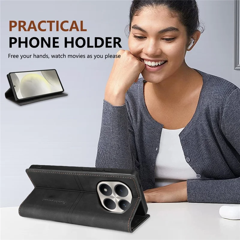 For Xiaomi Redmi Note 15 Pro+ 5G (Global)  /  Poco M8 Pro 5G Wallet Case Magnetic Closing Leather Phone Cover - Black