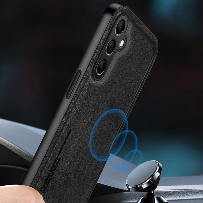 For Samsung Galaxy A17 4G  /  A17 5G Case Retro Texture Matte TPU + PU Leather Back Cover Support Magnetic Car Holder - Purple