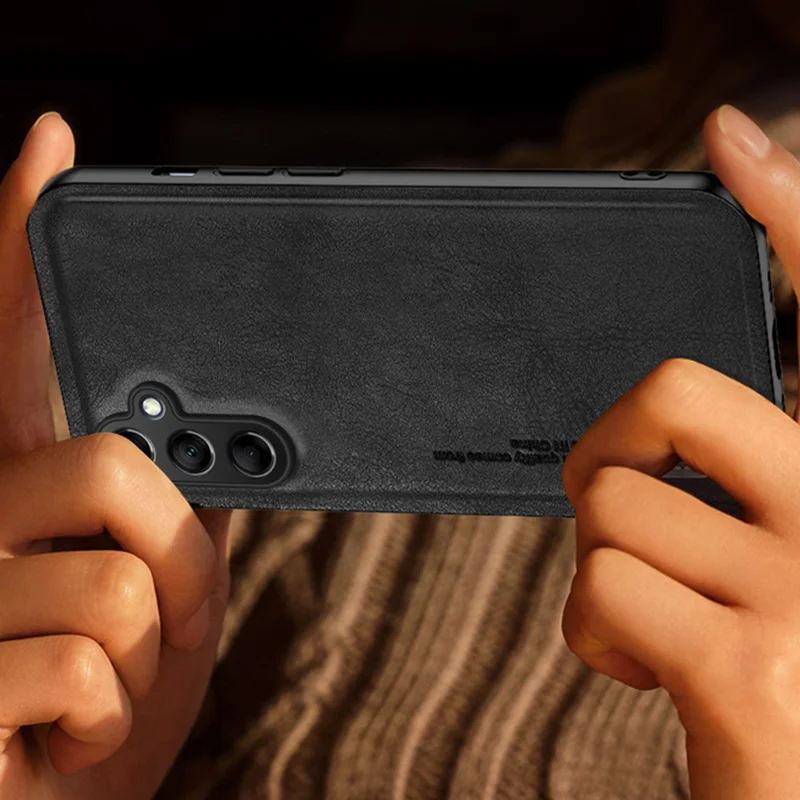 For Samsung Galaxy A17 4G  /  A17 5G Case Retro Texture Matte TPU + PU Leather Back Cover Support Magnetic Car Holder - Purple