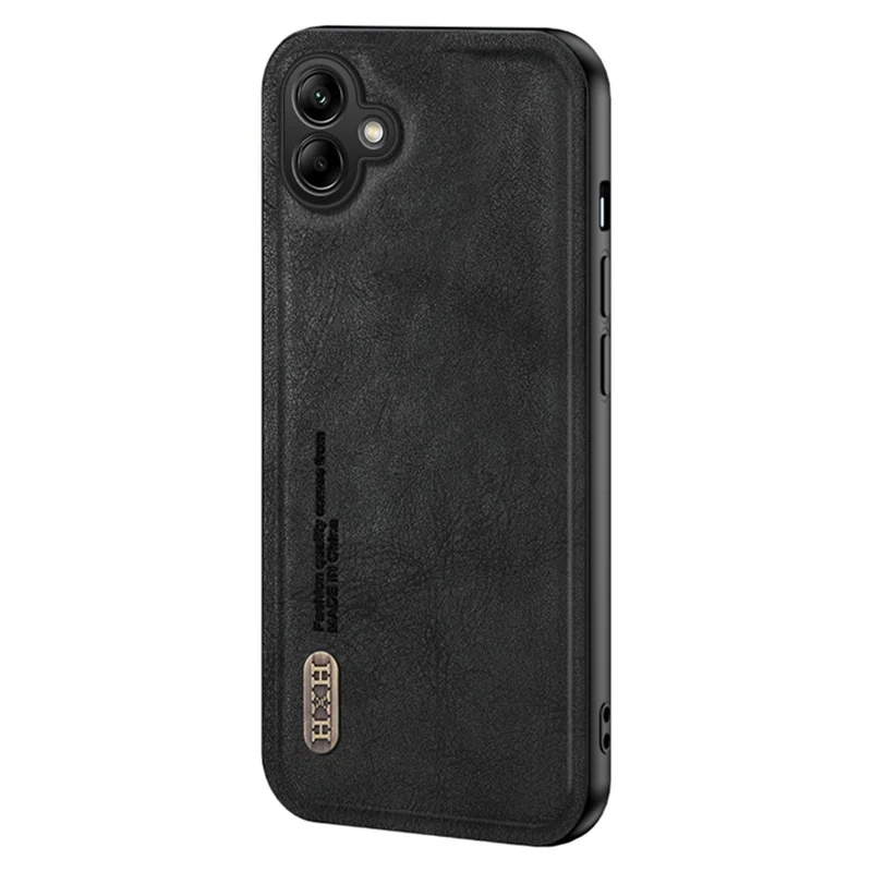 For Samsung Galaxy A07 4G Case Retro Texture Matte TPU + PU Leather Back Cover Support Magnetic Car Holder - Black
