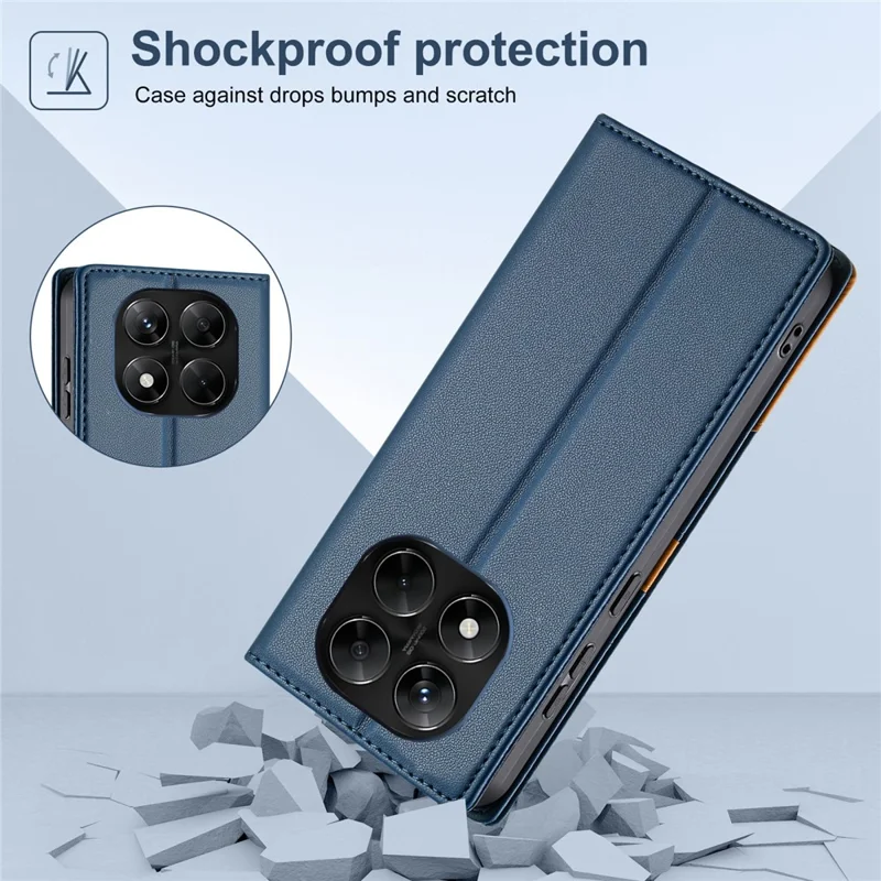 N.BEKUS P3 For Xiaomi Redmi Note 15 Pro 5G (Global) Case RFID Blocking Wallet Stand PU Leather Flip Phone Cover - Blue