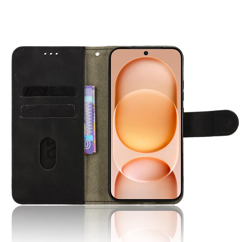 For Honor Magic8 Pro Air 5G Leather Case Skin Feel Anti Drop Wallet Stand Flip Phone Cover - Black