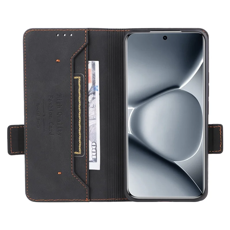 For Xiaomi Redmi Note 15 Pro+ 5G (Global)  /  Poco M8 Pro 5G Case Leather Wallet Flip Phone Cover with Hardware Decor - Black