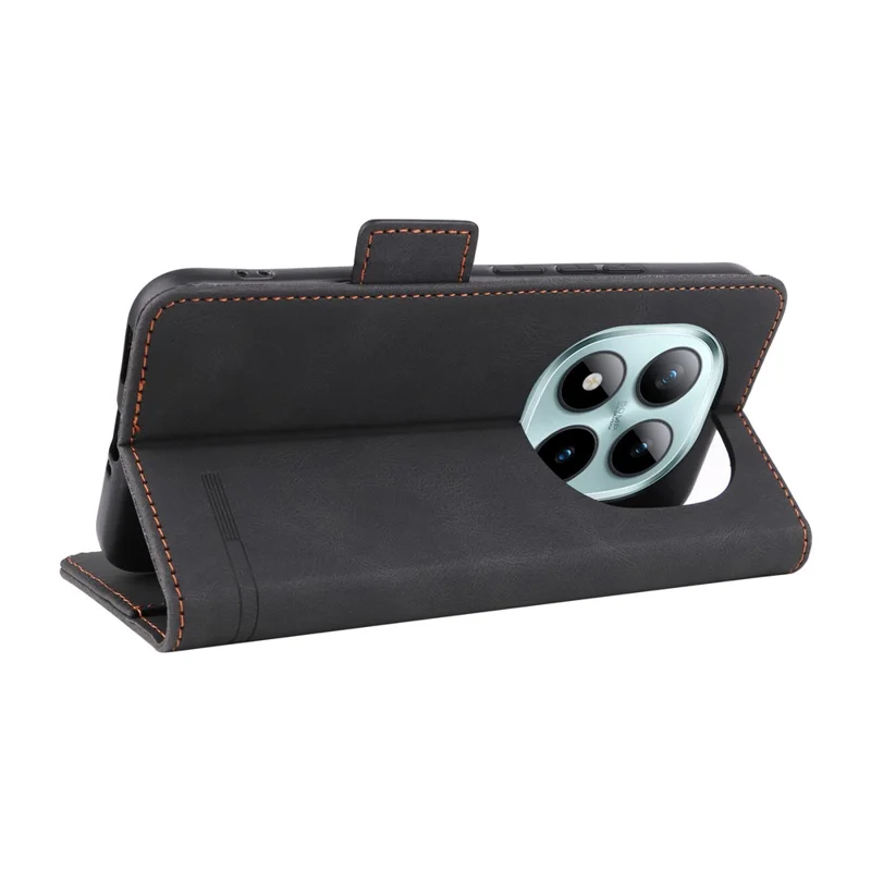 For Xiaomi Redmi Note 15 Pro+ 5G (Global)  /  Poco M8 Pro 5G Case Leather Wallet Flip Phone Cover with Hardware Decor - Black