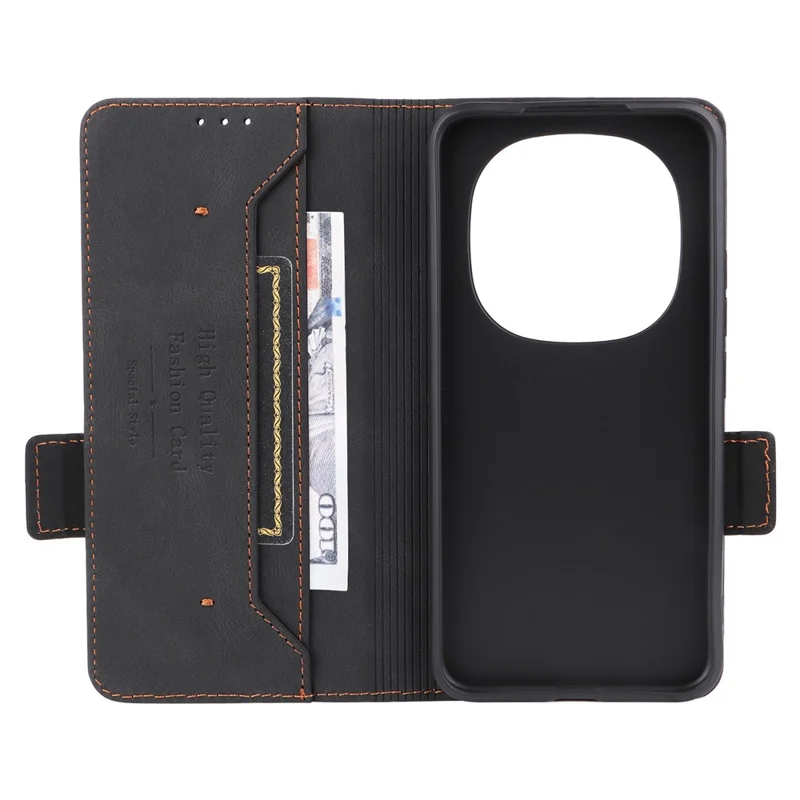 For Xiaomi Redmi Note 15 Pro+ 5G (Global)  /  Poco M8 Pro 5G Case Leather Wallet Flip Phone Cover with Hardware Decor - Black