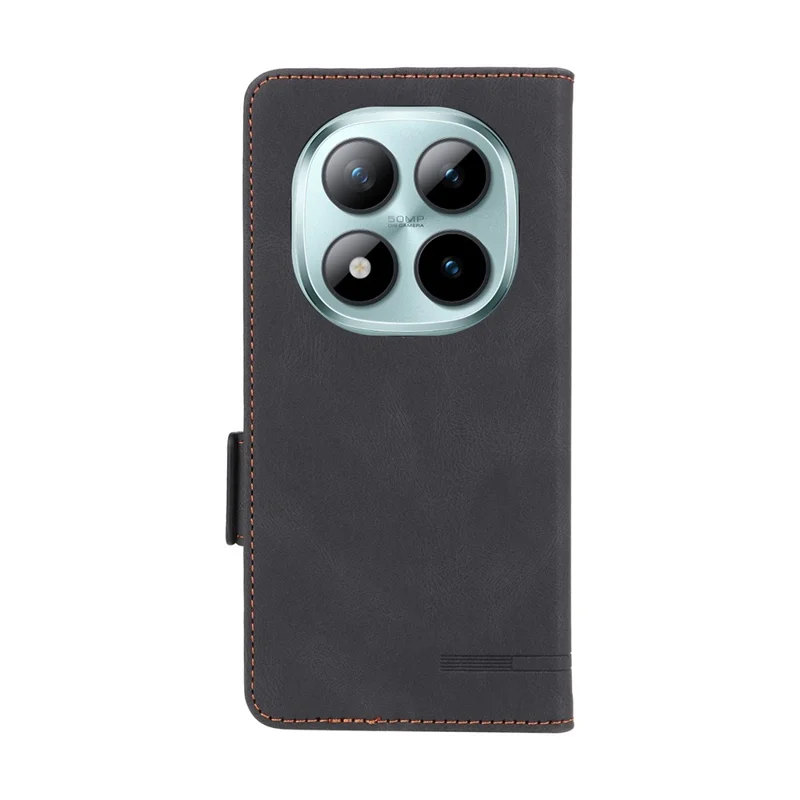 For Xiaomi Redmi Note 15 Pro+ 5G (Global)  /  Poco M8 Pro 5G Case Leather Wallet Flip Phone Cover with Hardware Decor - Black