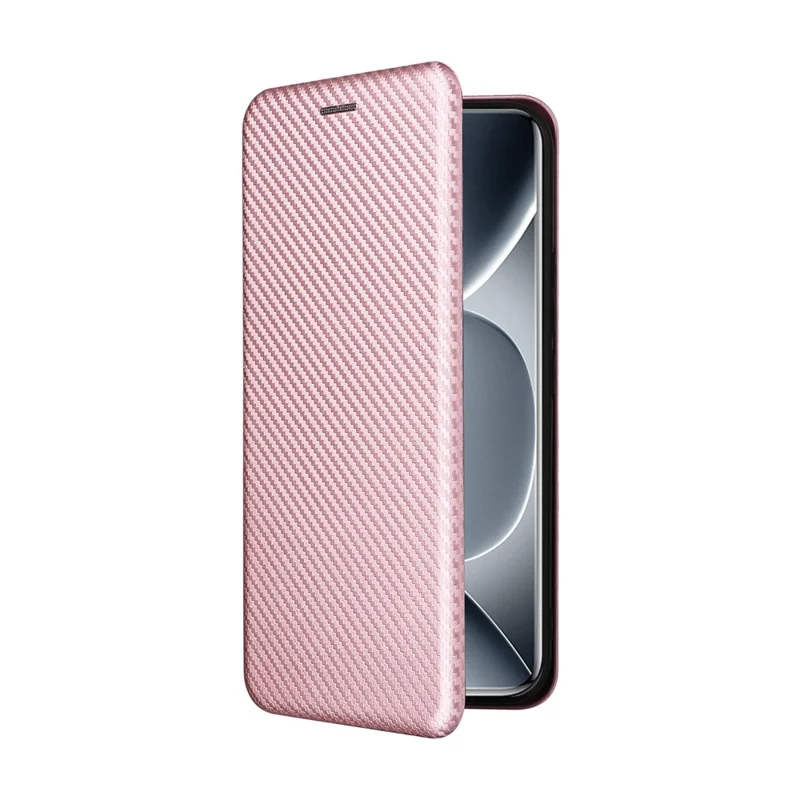 For Xiaomi Redmi Note 15 Pro+ 5G (Global)  /  Poco M8 Pro 5G Case Carbon Fiber Texture Drop-Proof PU Leather Phone Cover - Rose Gold