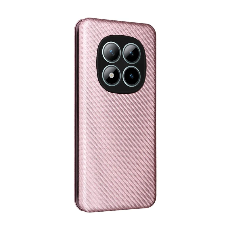 For Xiaomi Redmi Note 15 Pro+ 5G (Global)  /  Poco M8 Pro 5G Case Carbon Fiber Texture Drop-Proof PU Leather Phone Cover - Rose Gold