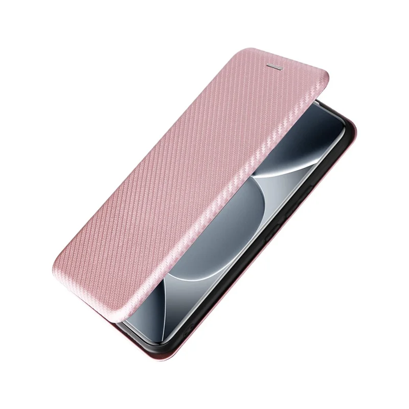 For Xiaomi Redmi Note 15 Pro+ 5G (Global)  /  Poco M8 Pro 5G Case Carbon Fiber Texture Drop-Proof PU Leather Phone Cover - Rose Gold
